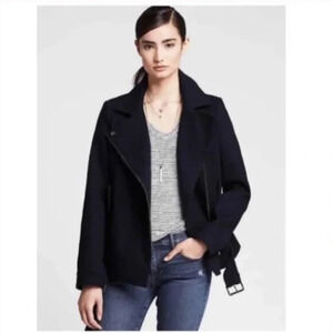 Banana Republic Navy Blue Cotton Biker Moto Jacket Size‎ Small